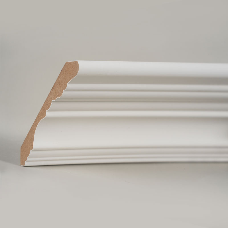 MDF korunková lišta (výplňový základ a perleťově bílá) 3/5' x 4 1/2'