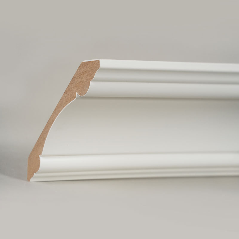 MDF korunková lišta (výplňový základ a perleťově bílá) 3/4' x 4 3/4'