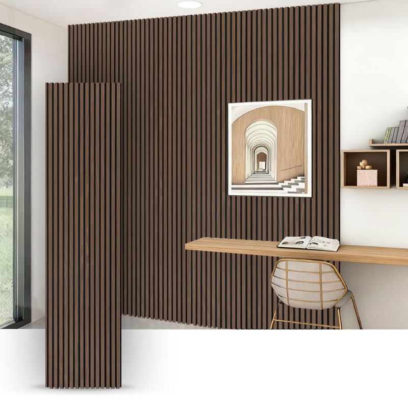 Mřížkový nástěnný/akustický nástěnný panel (jednostranně obalené dřevěnou dýhou) – barva dřeva 2400/2700 mm x 600 mm