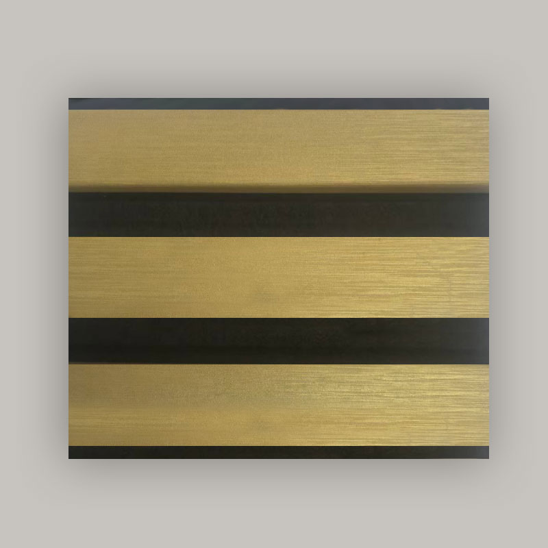 Stěna s mřížkou/akustický nástěnný panel (jednostranně obalené PVC) – kovová kartáčovaná barva 2400/2700 mm x 600 mm